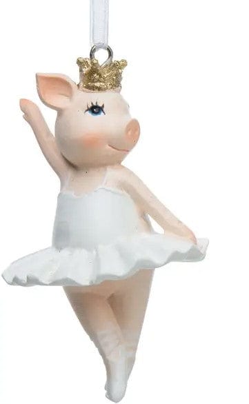 Ballerina Pink Pig Ornaments with Gold Glitter Crowns、mySite、g9winljtr