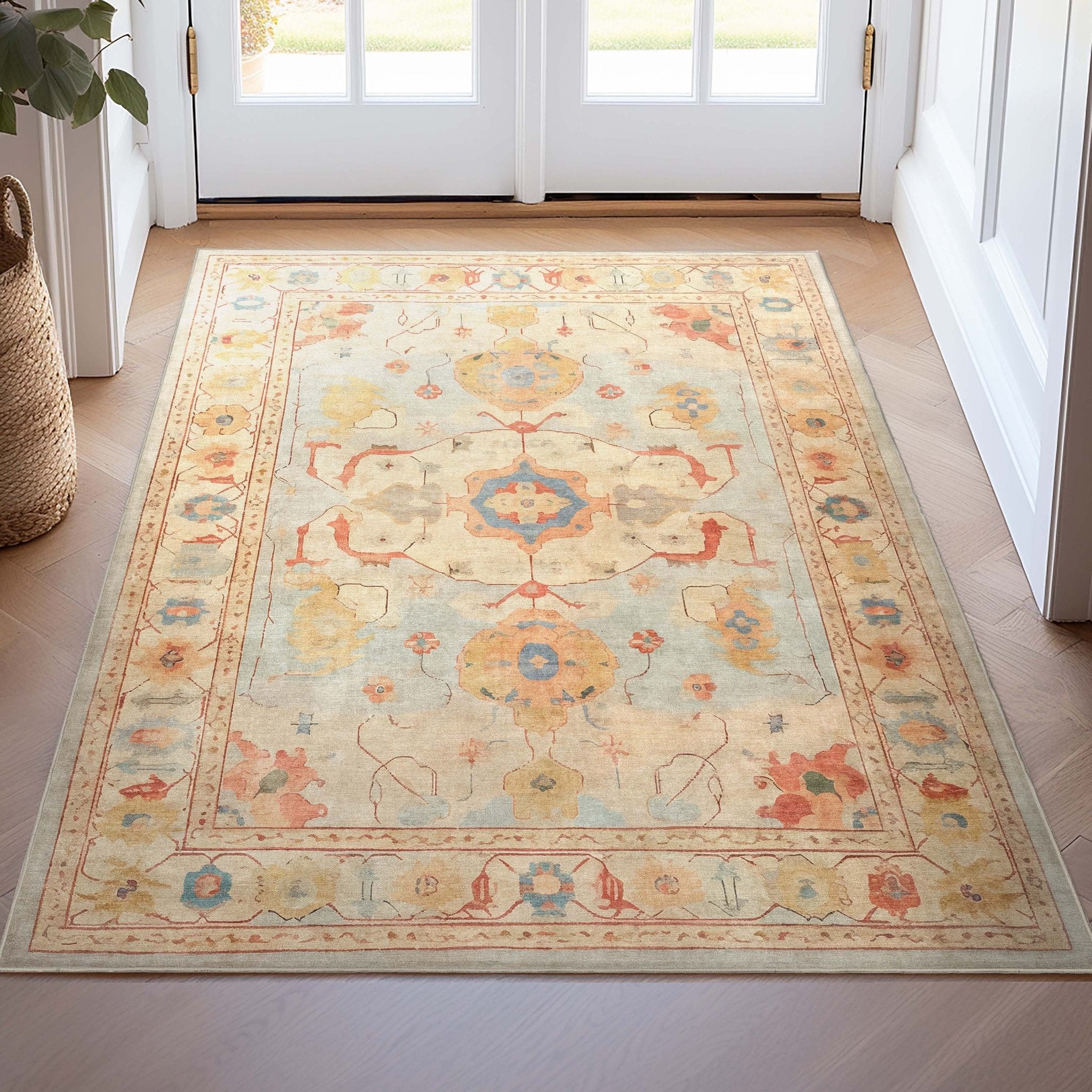 Pastel Tone On Tone - Updated Traditional Rug for Living Room Bedroom Dining Room ,Easy Clean、mySite、gigharbornorthrealestate