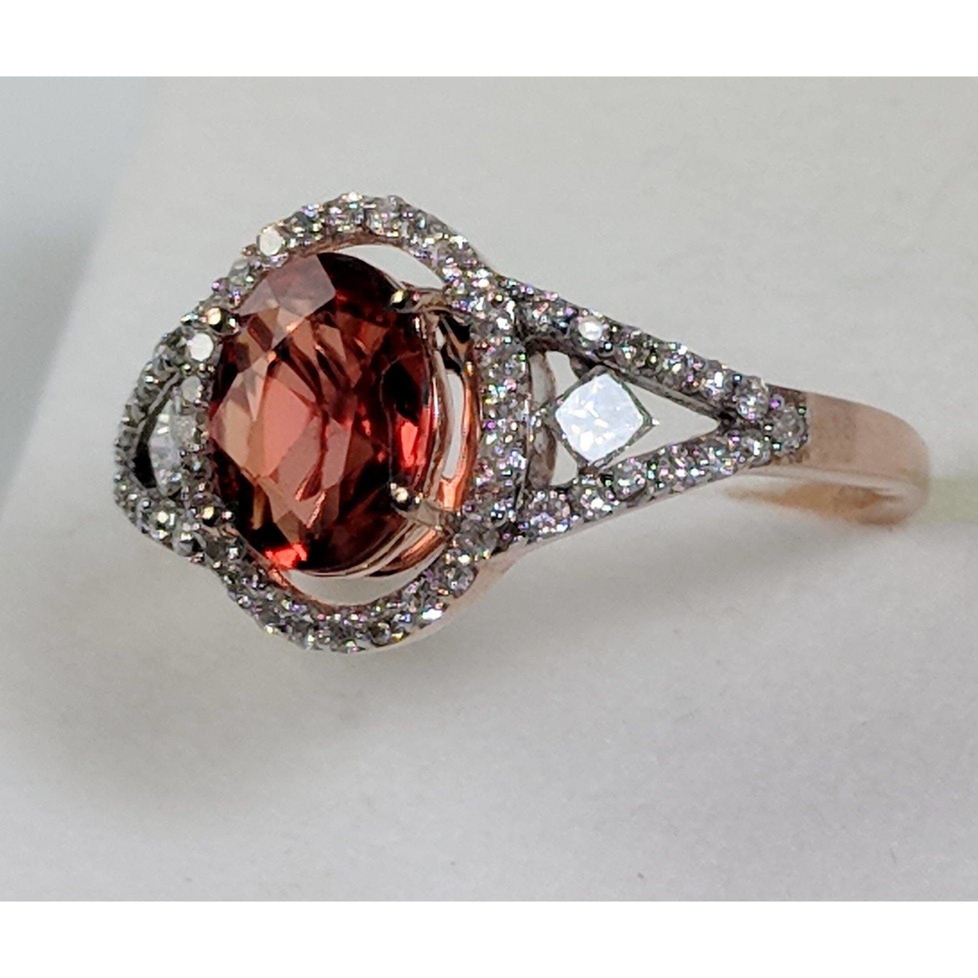 Natural Orange Sapphire Ring with .31cts Diamonds in 14K Rose Gold、mySite、g9winljtr