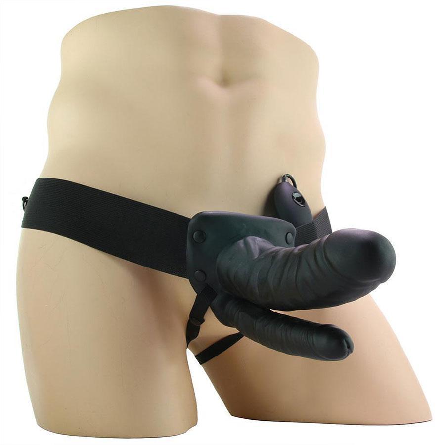 Vibrating Double Penetration Hollow Black Strap On for Men by Lux、mySite、bottomscart