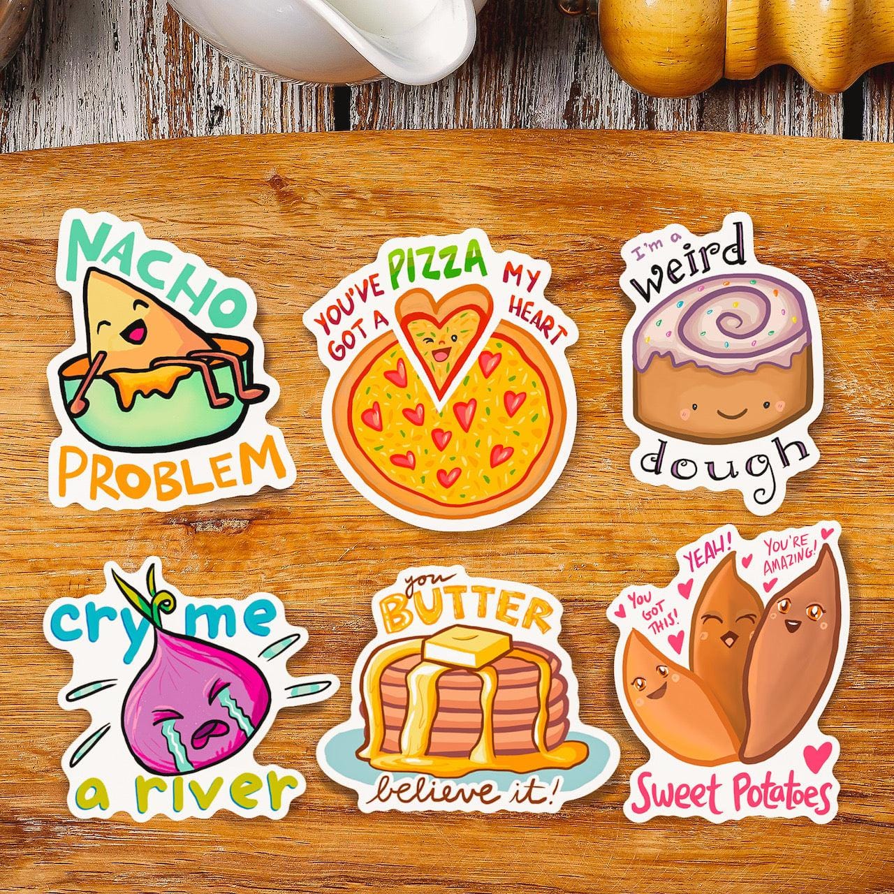  Food Pun Stickers 6 Pack、mySite、elrpsem3k