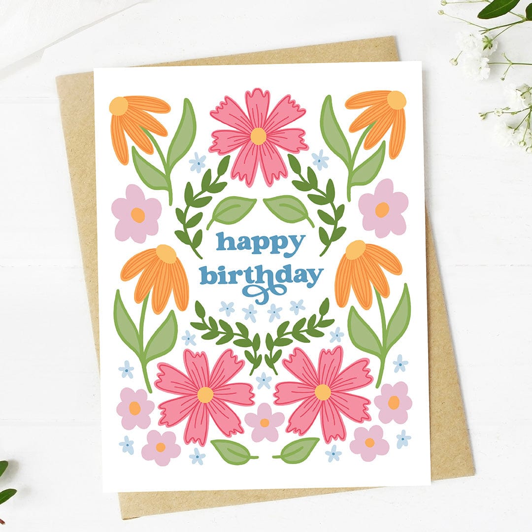  Happy birthday Cute Spring Floral Pattern Card、mySite、elrpsem3k