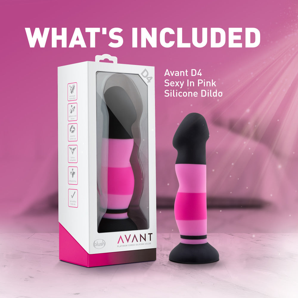 Avant By Blush® | Sexy in Pink D4: Artisan 8 Inch Curved G-Spot Dildo with Suction Cup Base - Elegantly Made with Smooth Ultrasilk® Purio™ Silicone、mySite、bottomscart