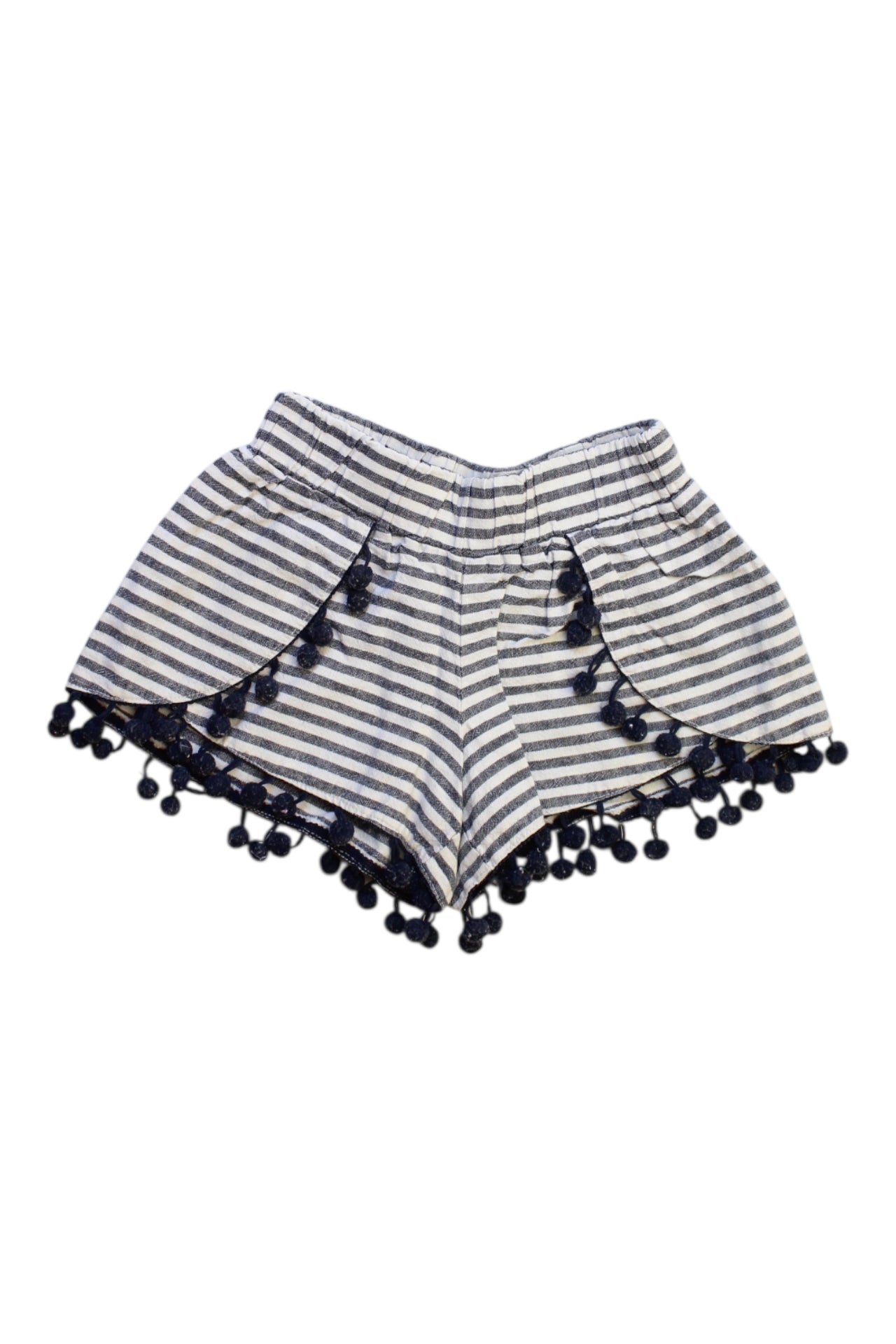 Seed Pom Pom Trimmed Striped Shorts 2-3T、mySite、g9winljtr