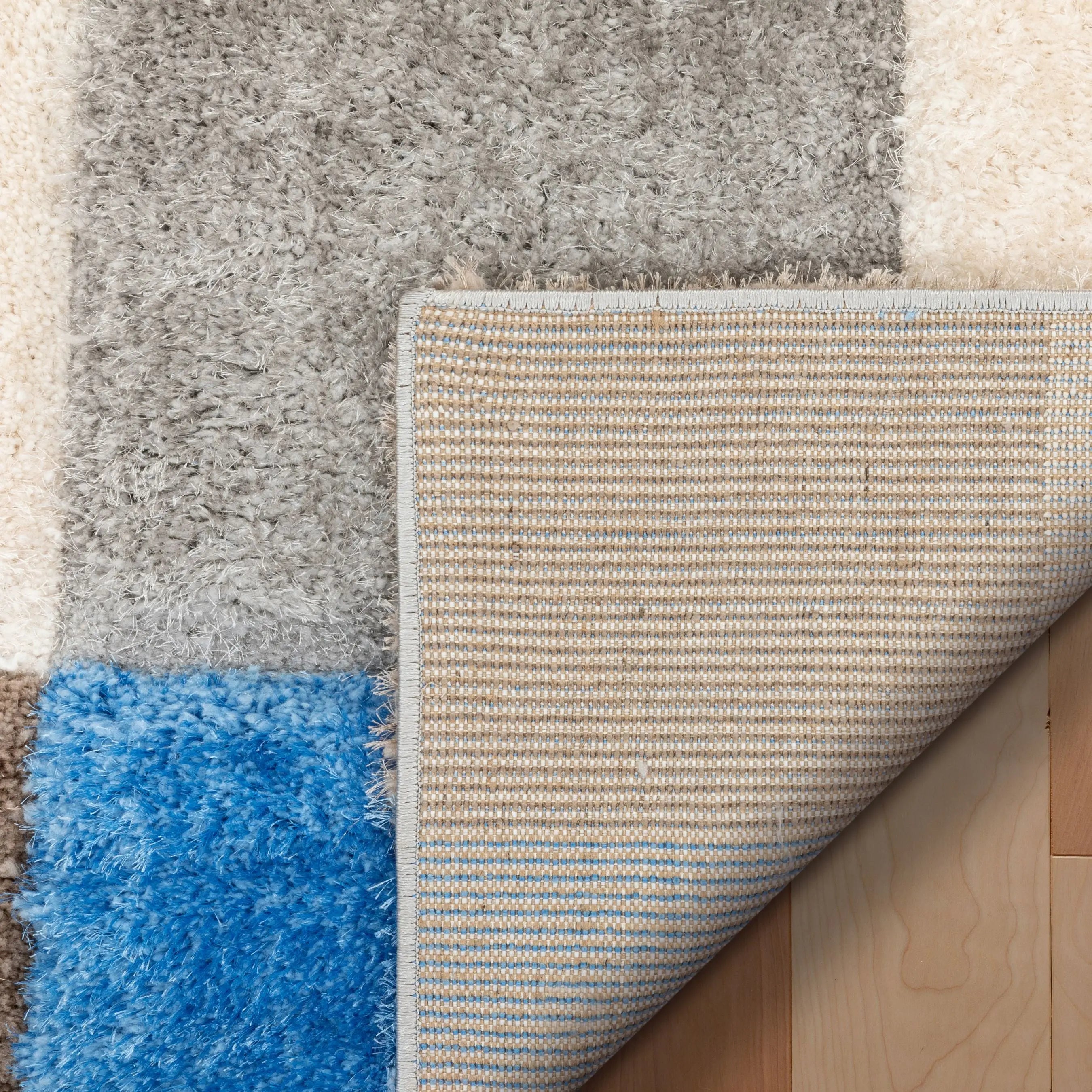 Escondido Modern Geometric Boxes Shag Light Blue 3D Textured Thick & Soft Shag Rug、mySite、gigharbornorthrealestate