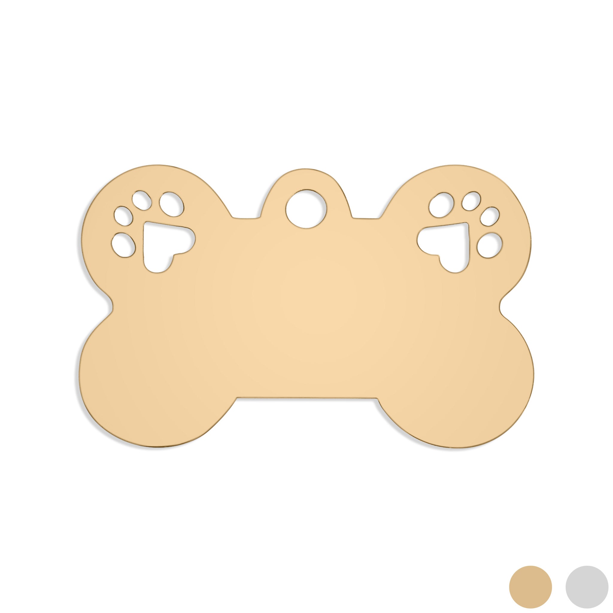 18K Gold PVD Blank Stainless Steel Dog Bone Paw Print Pet Tag / PDL0135、mySite、dreamappss
