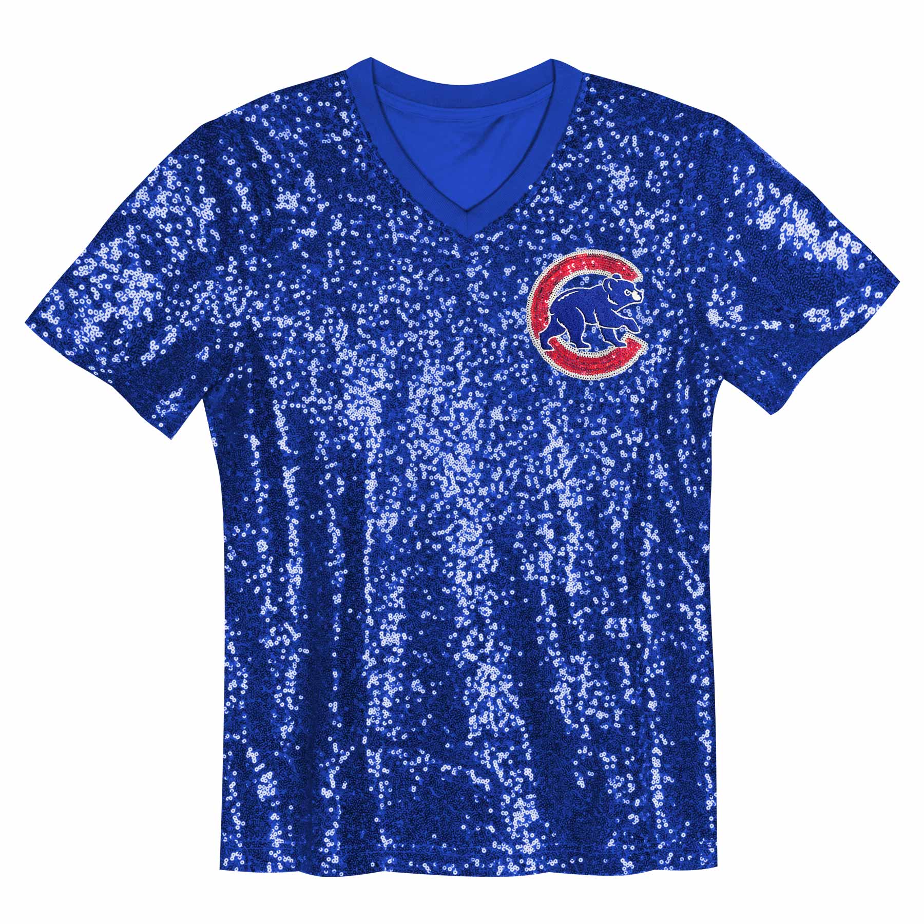 Chicago Cubs Youth Girls Sequined Short Sleeve T Shirt、mySite、vikingsvslions