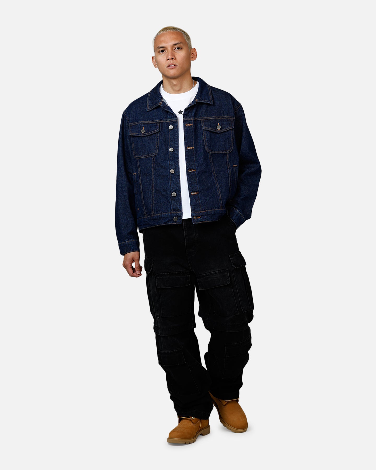 Saint Morta Boxy Denim Jacket Indigo/Tan、mySite、zt4zffjzw