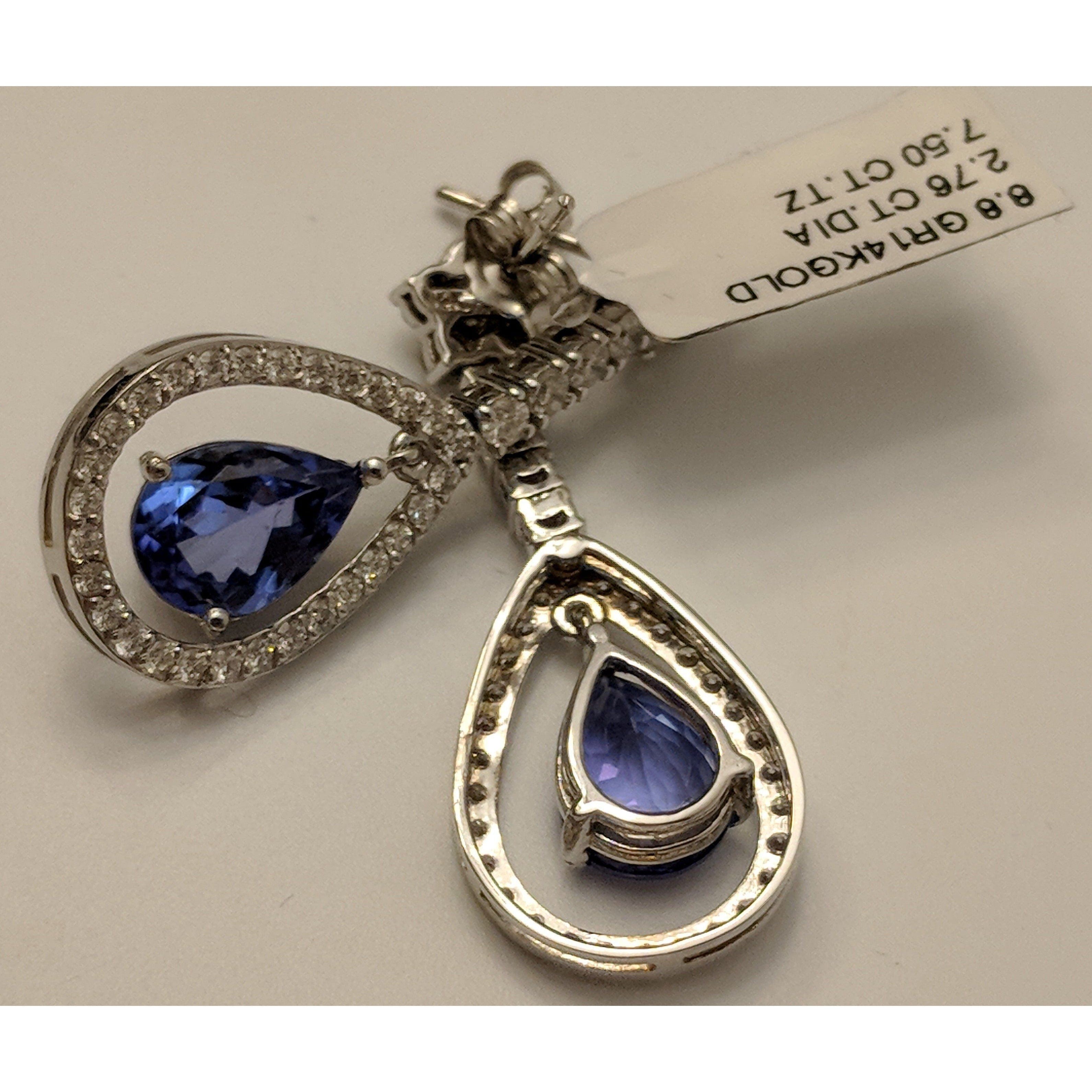 Tanzanite and Diamond Earrings, 14K Gold, Gorgeous and Rare 8ctw Tanzanite & Diamonds in 14K Gold、mySite、g9winljtr