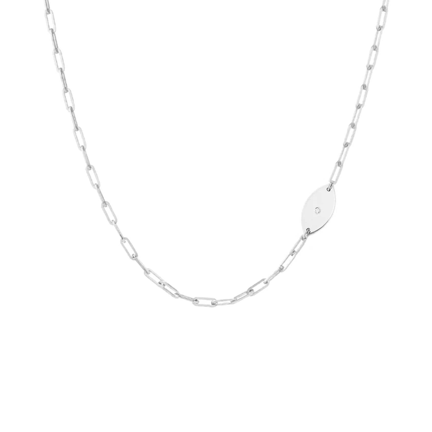 Dani Evil Eye Diamond Paperclip Necklace - (Sterling Silver, Gold-Plated, or Two-Tone)、mySite、topwebapps