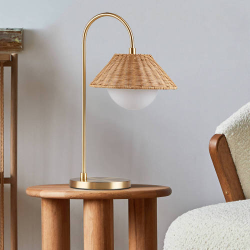 Rattan Weave Shade Table Lamp Gold/Natural See below、、eastwooduniform