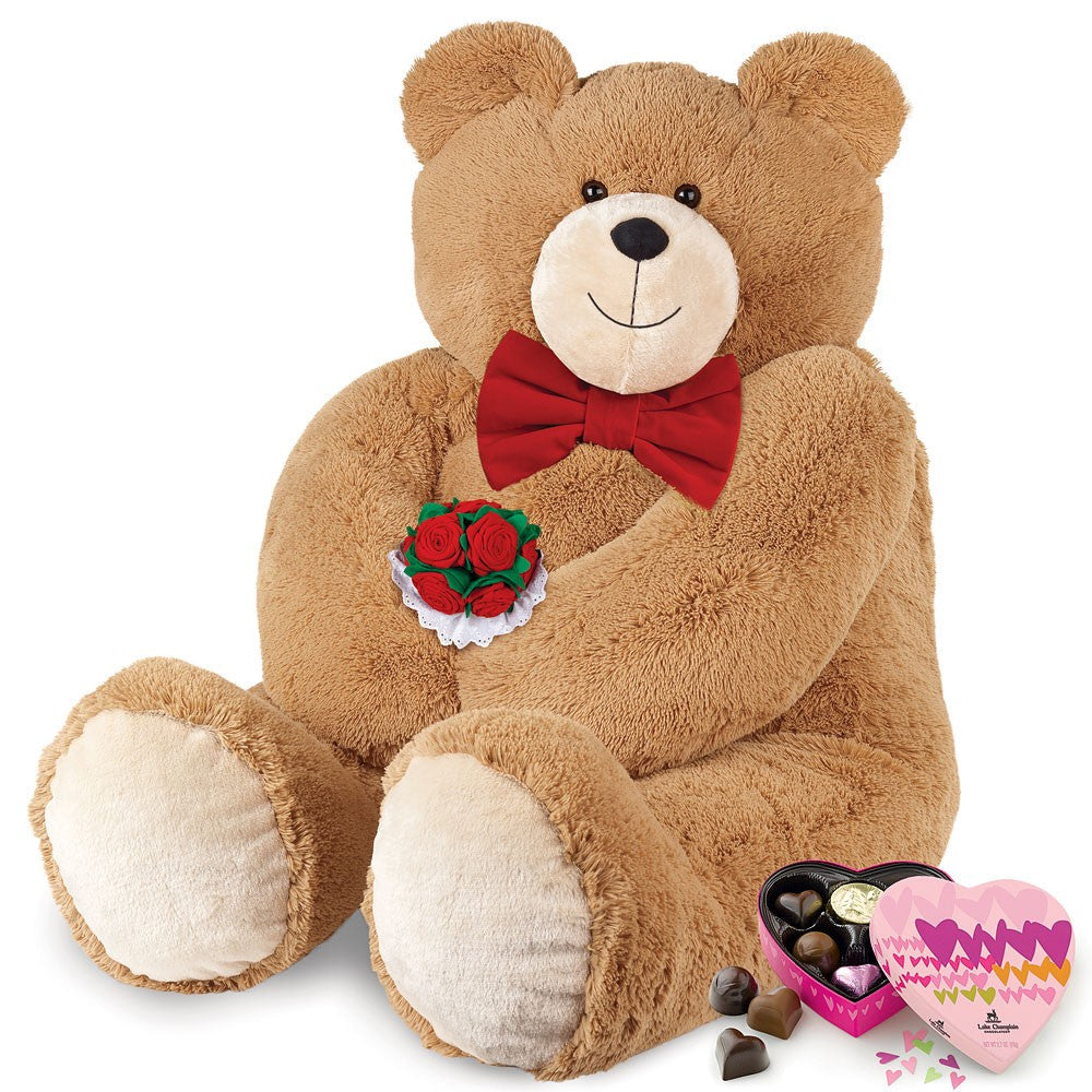 4 Ft. Big Hunka Love Bear with Bow Tie, Roses and Chocolates、mySite、g9winljtr