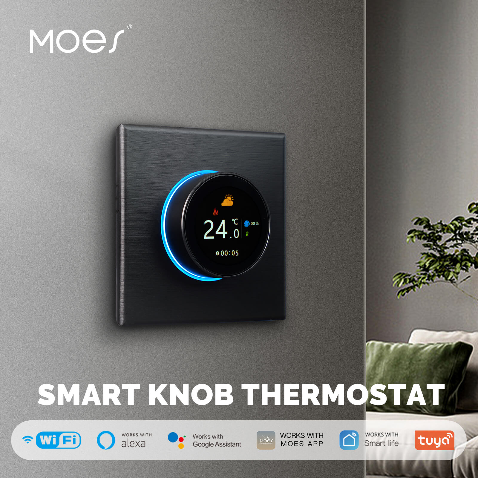 MOES WiFi Smart Home Heating Knob Thermostat Temperature Controller For Water Gas Boiler Electric Heating、mySite、fannypackpong