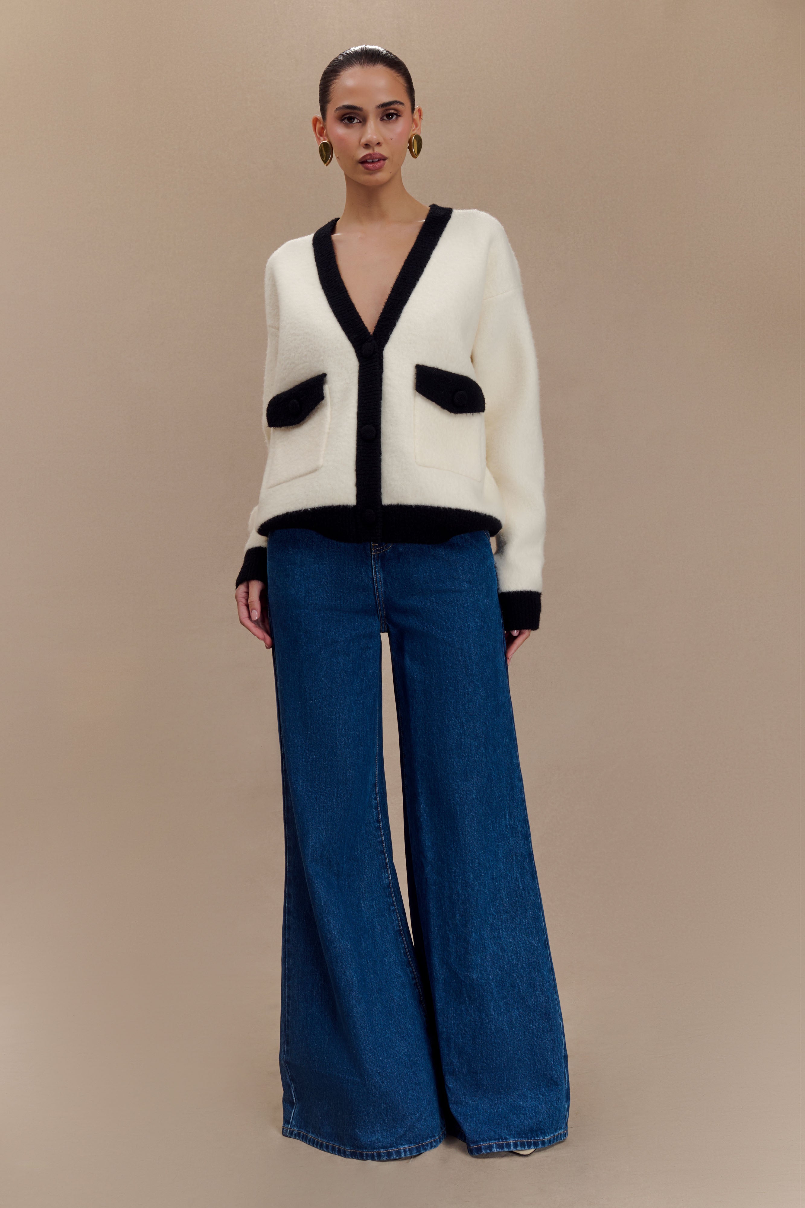 Jen Wide Leg Flare Denim Jeans - Dark Blue、mySite、solidvoid