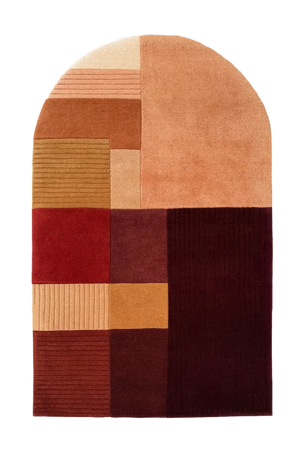 Sunset Mosaic Earth-Toned Arch Hand Tufted Wool Rug、mySite、gigharbornorthrealestate