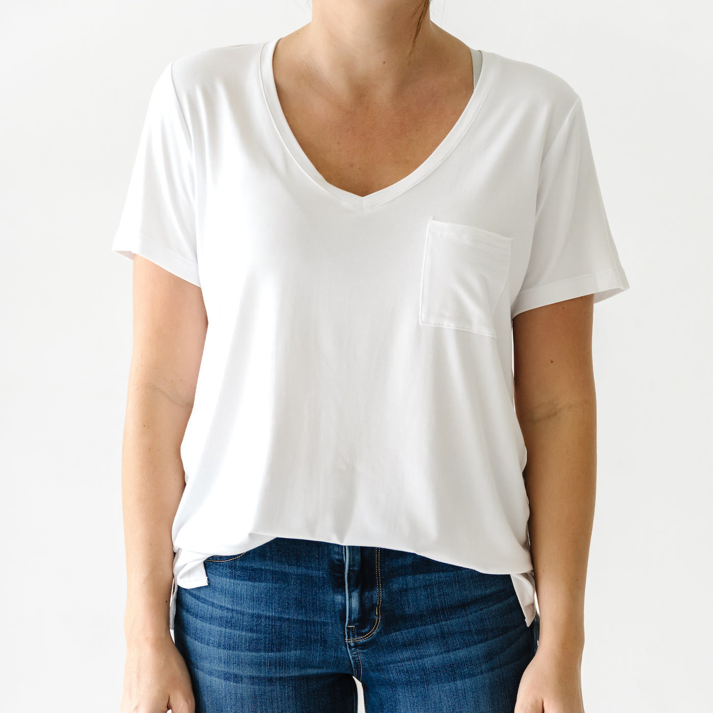 Bright White Women's Perfect Pocket Tee、mySite、g9winljtr