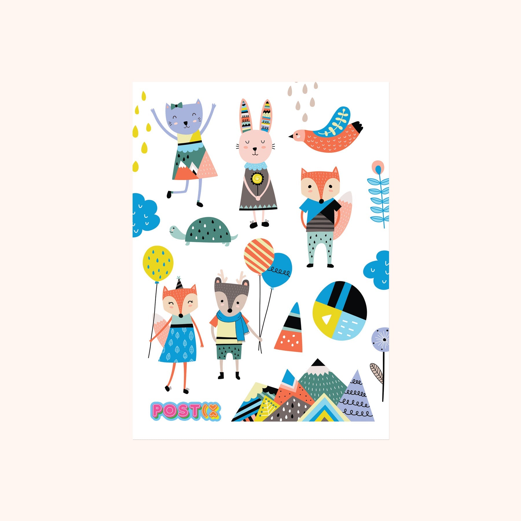  Scandi Party Animals Sticker Sheet、mySite、ghnorth