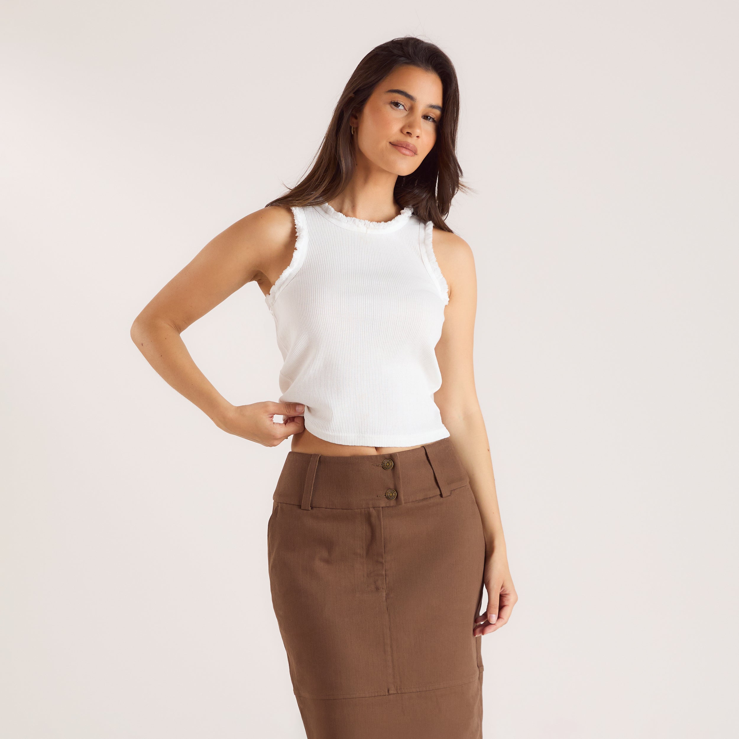 Fringed Tank Top - White、mySite、bengalsvssteelers