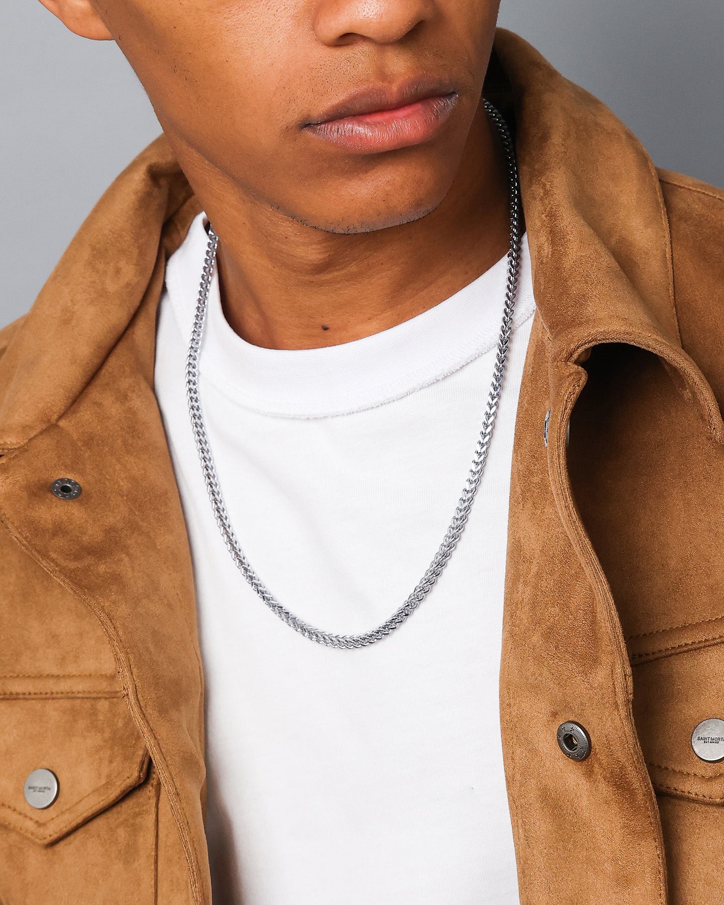 NXS 4mm Franco Necklace White Gold、mySite、zt4zffjzw