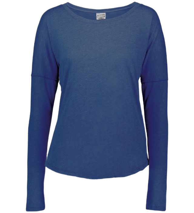 Augusta Women's Long Sleeve Tri-Blend Tee - Navy Heather、mySite、noshort