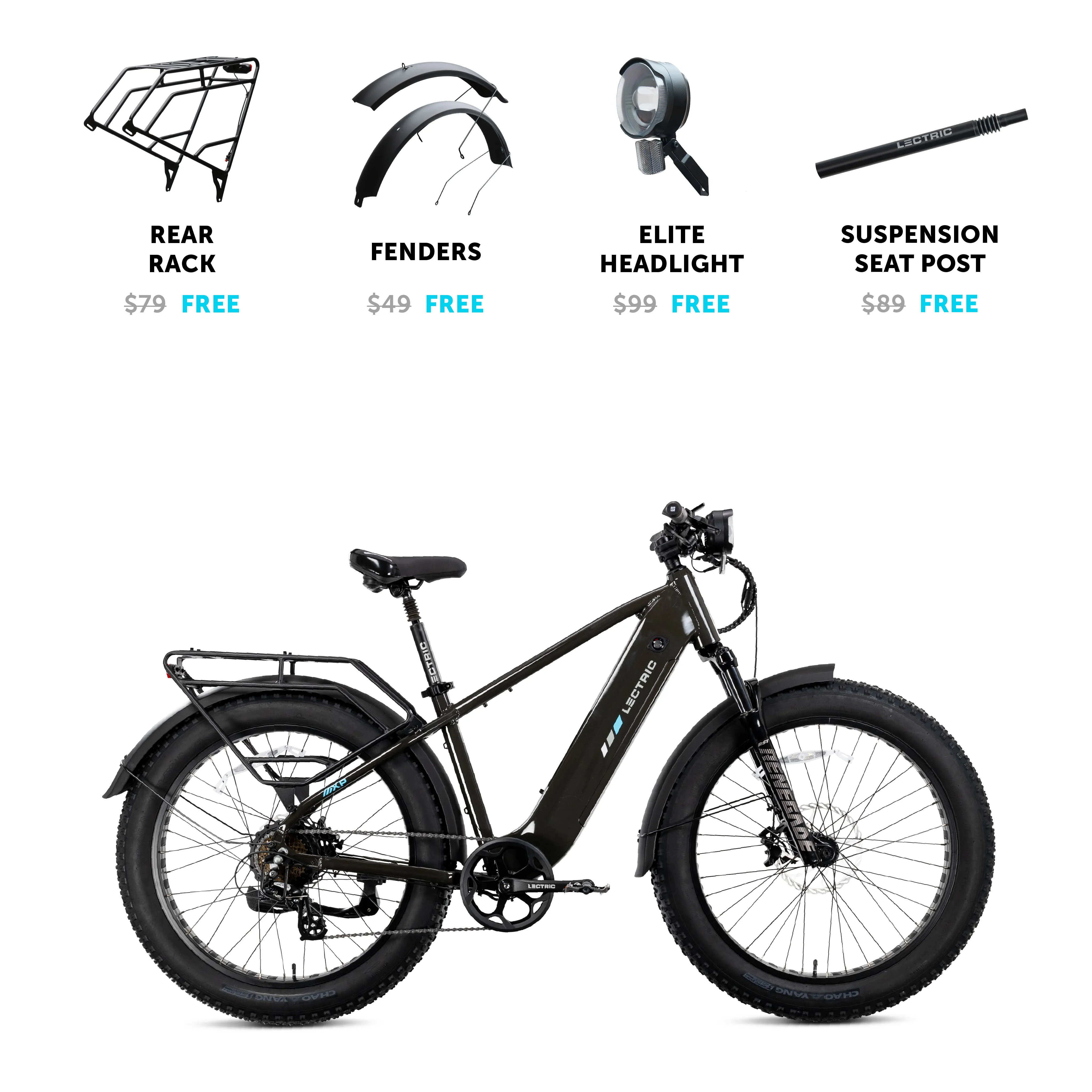  XPeak High-Step 2.0 Long-Range + FREE Rear Rack, Fenders, Elite Headlight, Suspension Seat Post ($316 Value)、mySite、ghnorth