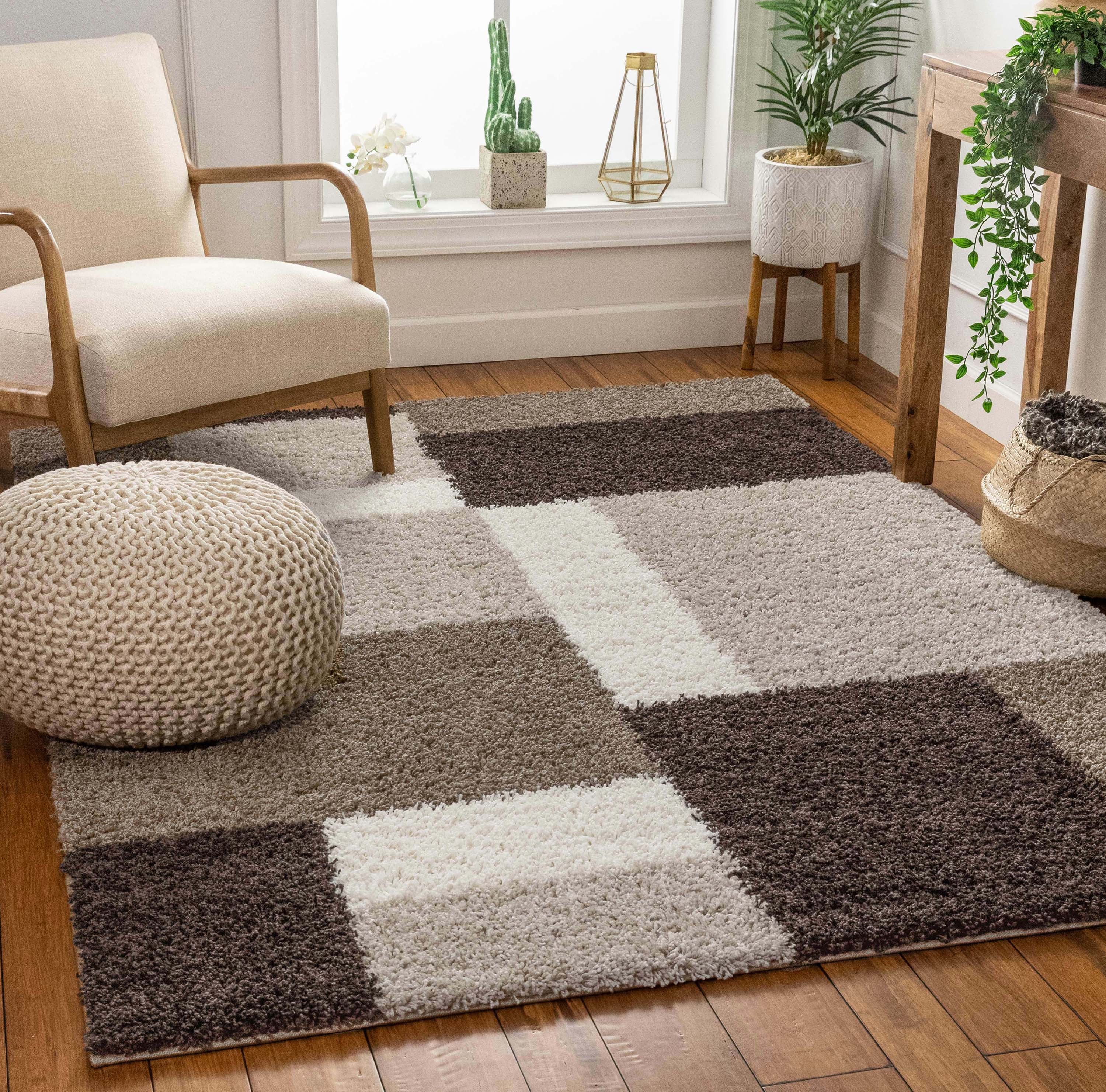 Cubes Beige Brown Modern Geo Rug、mySite、gigharbornorthrealestate
