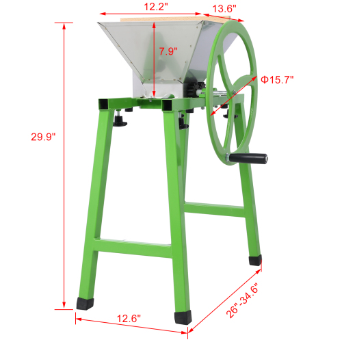 7L Manual Juicer Grinder With stand,Portable Fruit crusher with wheel Stainless Steel fruit Scratter Pulper for Wine and Cider Pressing、、eastwooduniform