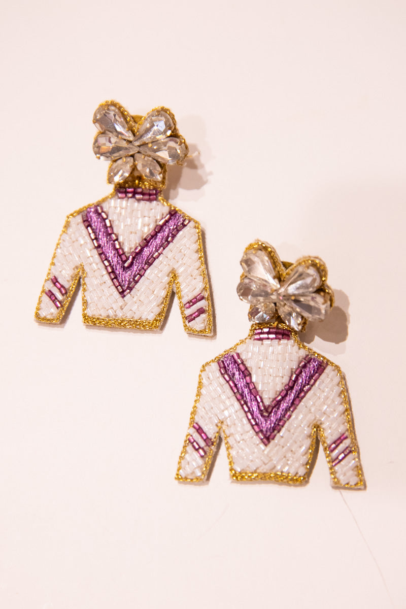 Derby Jockey Silks Earrings - White & Purple、mySite、hinf8tx79