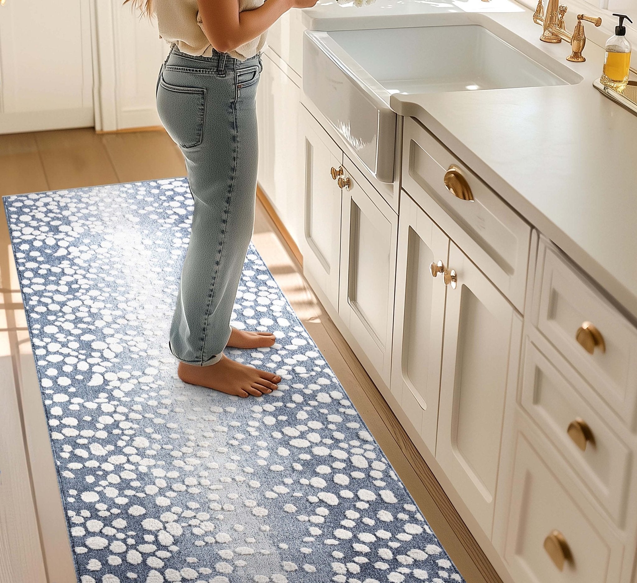 Custom Size Runner Petra Modern Blue Choose Your Width x Choose Your Length Hallway & Stair Runner Rug、mySite、gigharbornorthrealestate