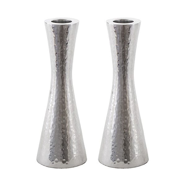 Medium Silver Nickel Hammered Shabbat Candlesticks by Yair Emanuel、mySite、topwebapps
