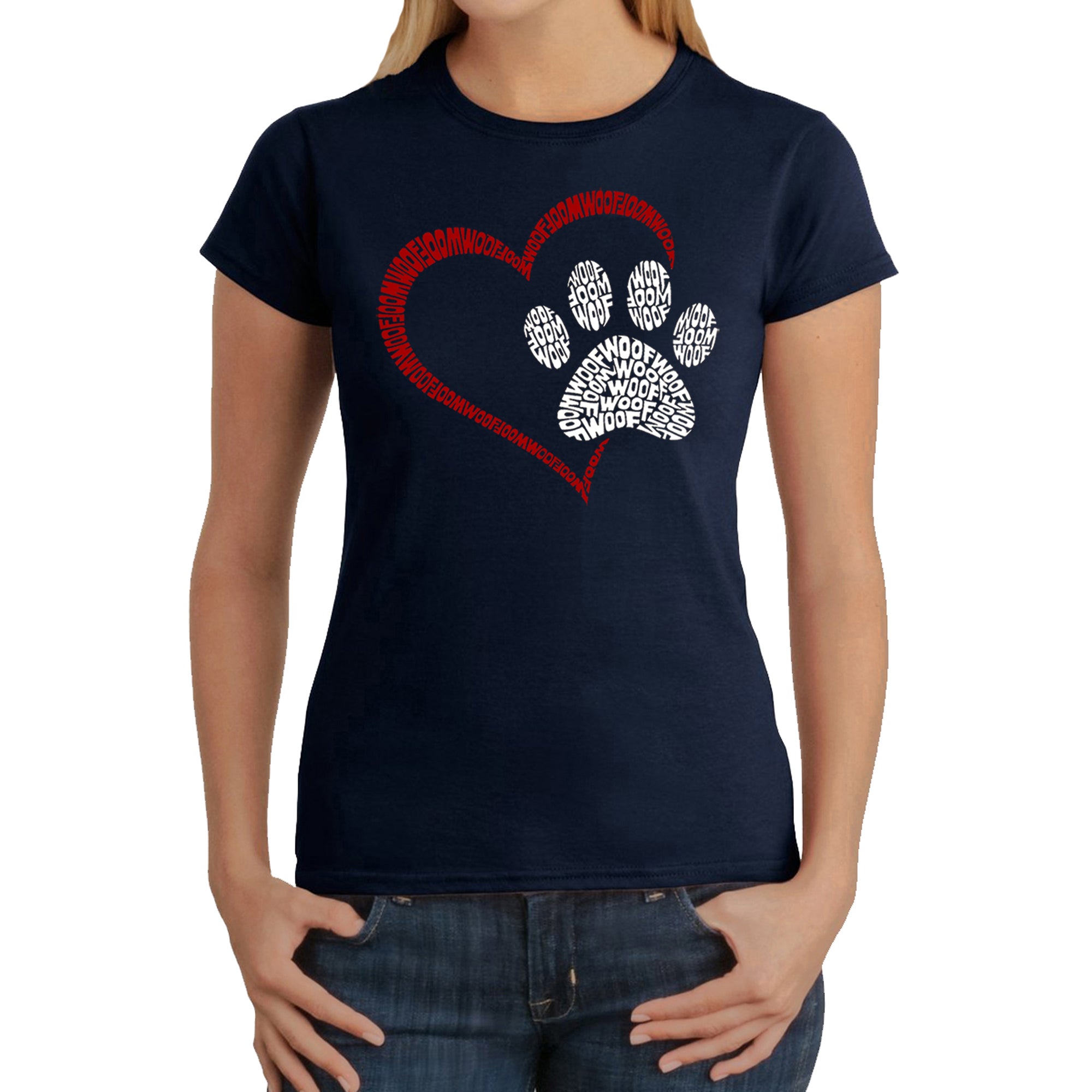 Paw Heart - Women's Word Art T-Shirt、mySite、camillekostekn