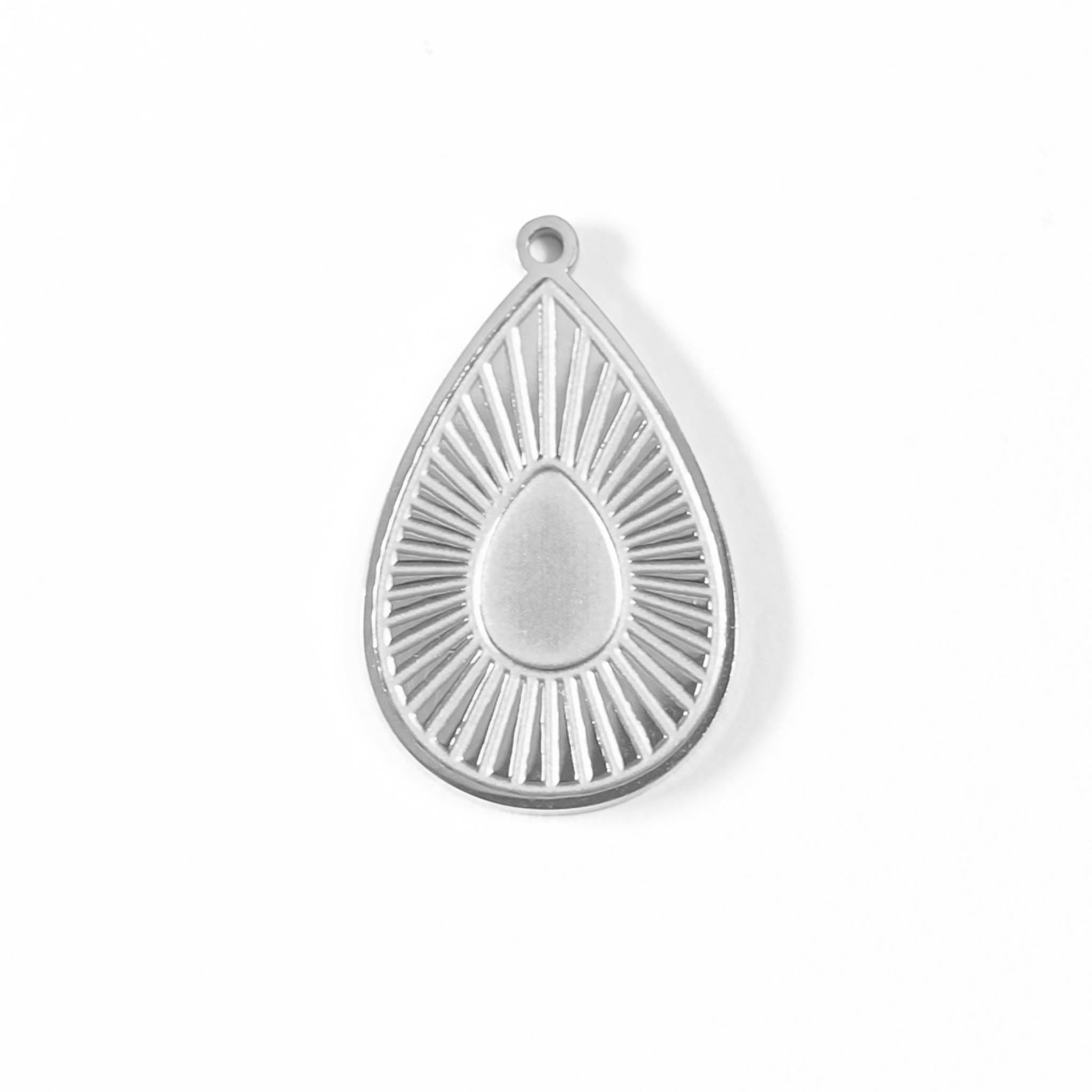 18K Gold PVD Stainless Steel Sunburst Teardrop Charm / PDL0003、mySite、dreamappss