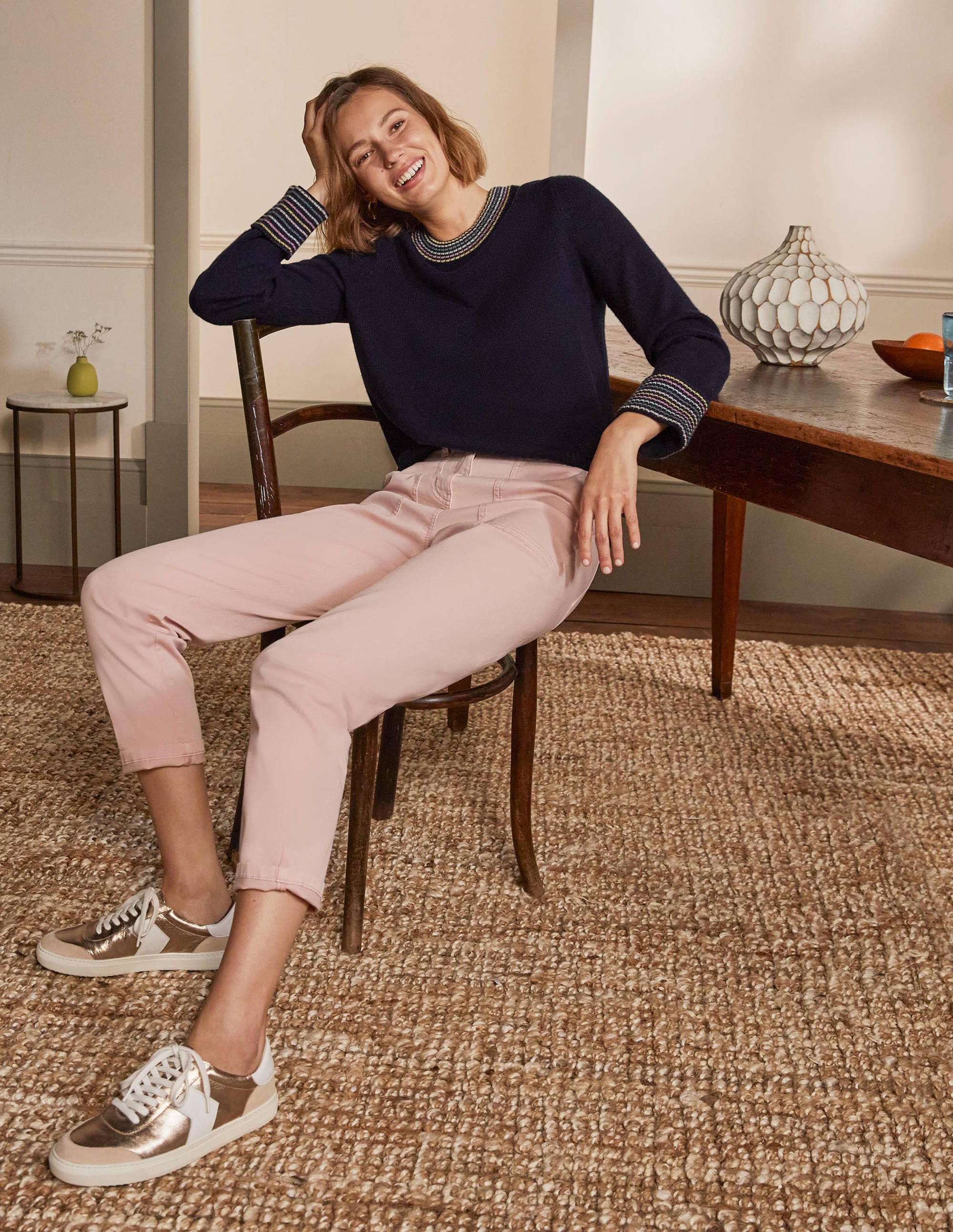  Cashmere Cuff Detail Sweater-Navy、mySite、ashleygrahame