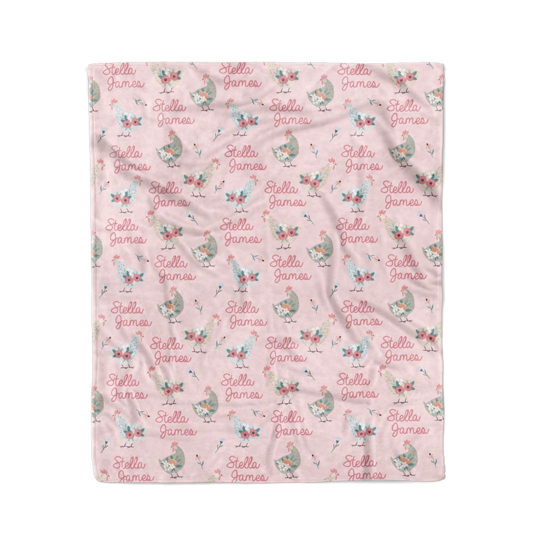  Pink Chicken Personalized Kids Blanket、mySite、layawaytickets