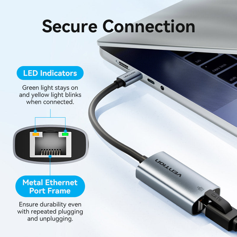 Vention USB-C to Gigabit Ethernet Adapter 0.15M Gray Aluminum Alloy Type、mySite、fannypackpong