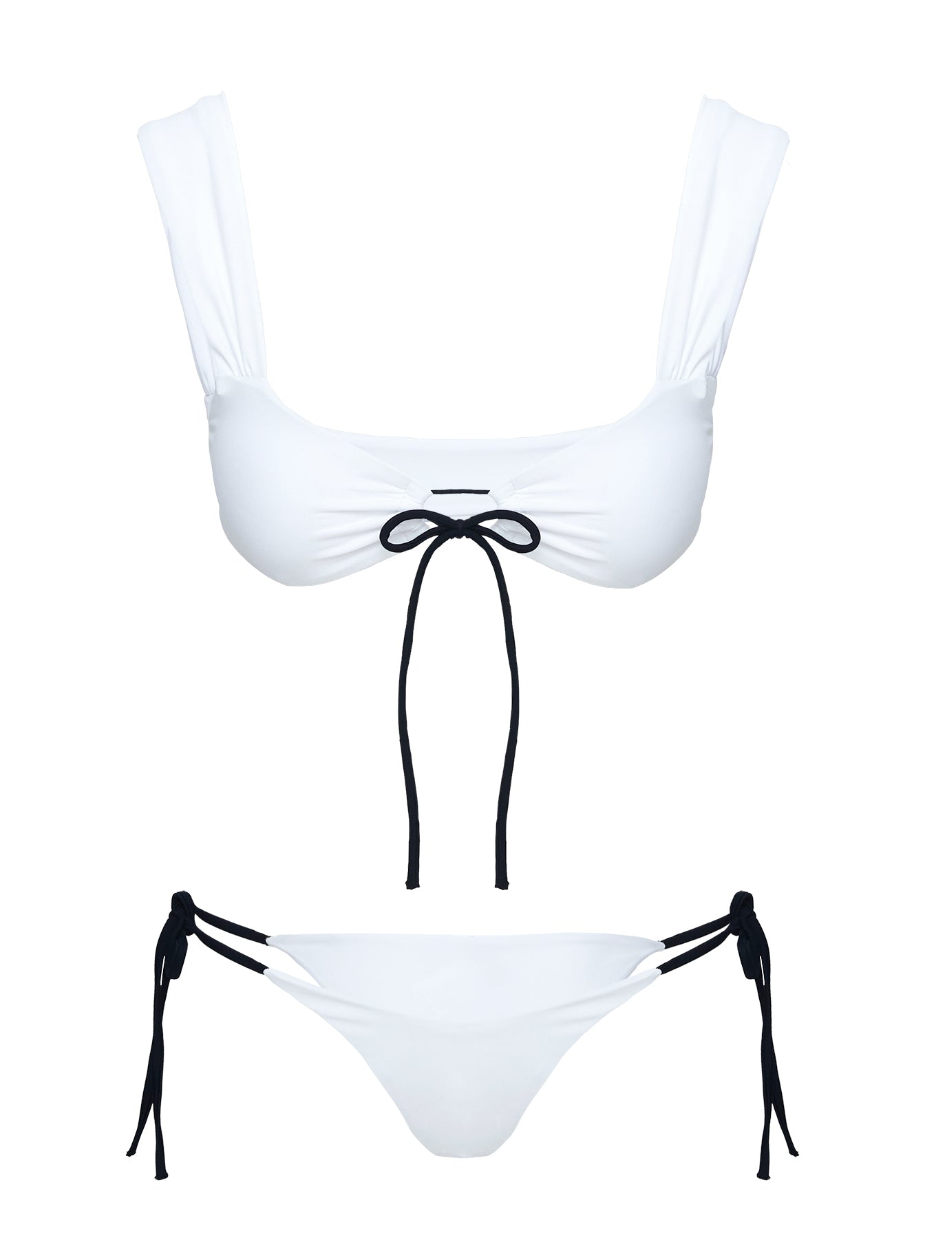 Missie Tie Side Bikini Bottoms White / Black、mySite、solidvoid