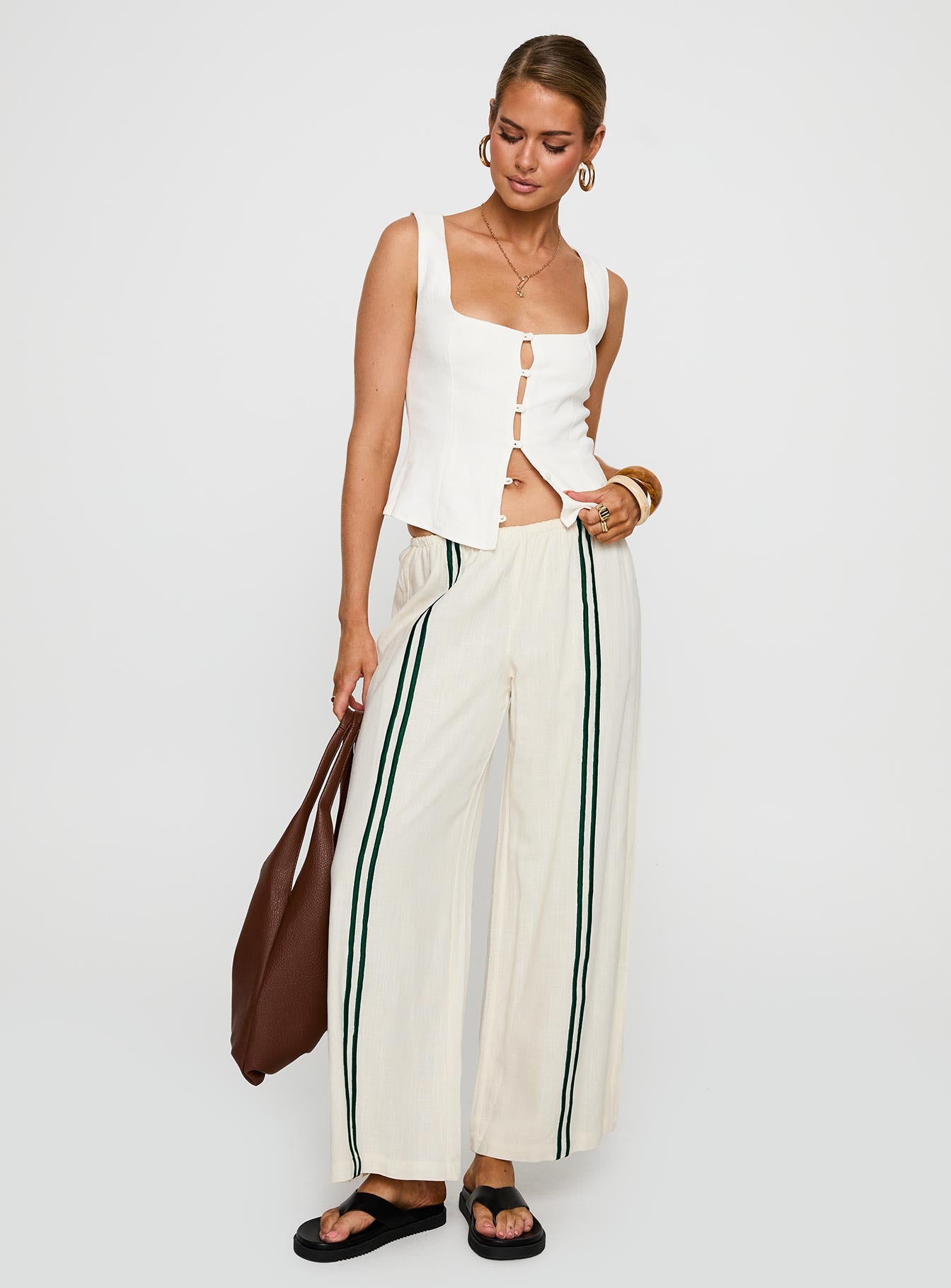 Telling Lies Pants White / Green、mySite、solidvoid