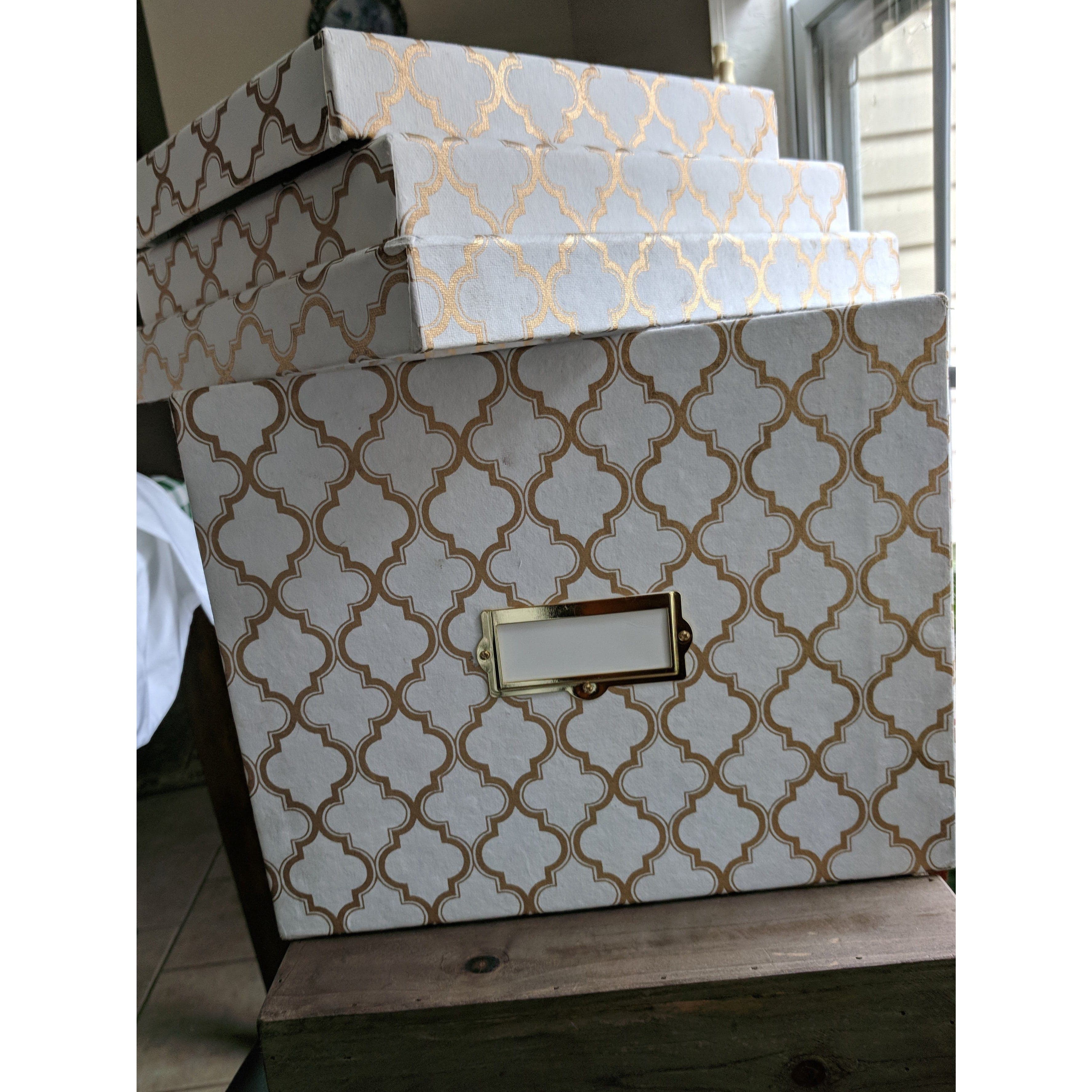 Heavy Duty Office Storage Boxes with Lids-Set of 3 Upcycled Cloth Scrap Boxes、mySite、g9winljtr