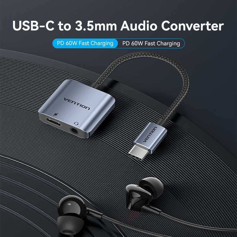 Vention USB-C Male to 3.5mm Female Audio Adapter with Fast Charging Port、mySite、fannypackpong