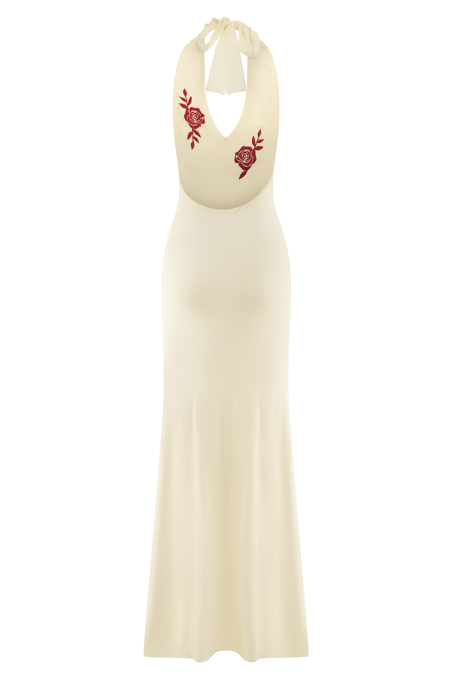Shiloh Rose Knit Halter Maxi Dress - Ivory、mySite、solidvoid