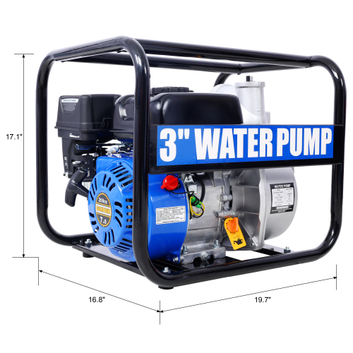 Semi Trash Pump 3 inch, 209cc 7HP 4 stroke OHV ENGINE, Gas Powered Semi Trash Water Pump 50 ft Discharge Hose, 12 ft Suction Hose with Complete Fittings,EPA compliant、、eastwooduniform