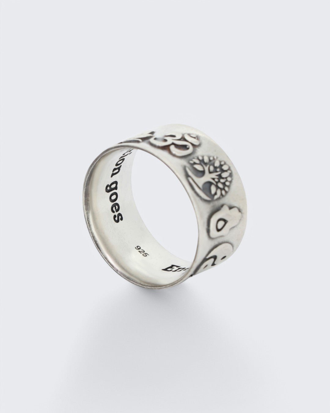 Meaningful Symbols Band Ring – Sterling Silver with Lotus, Om, Tree of Life, Hamsa, Yin Yang & More、mySite、topwebapps