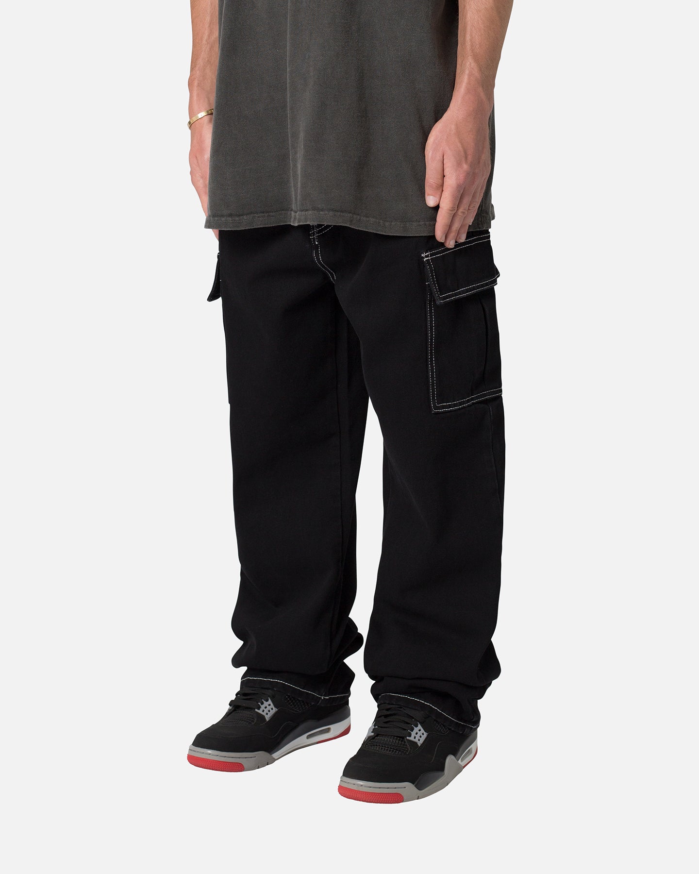 MNML Contrast Ultra Baggy Cargo Denim Jeans Black、mySite、zt4zffjzw