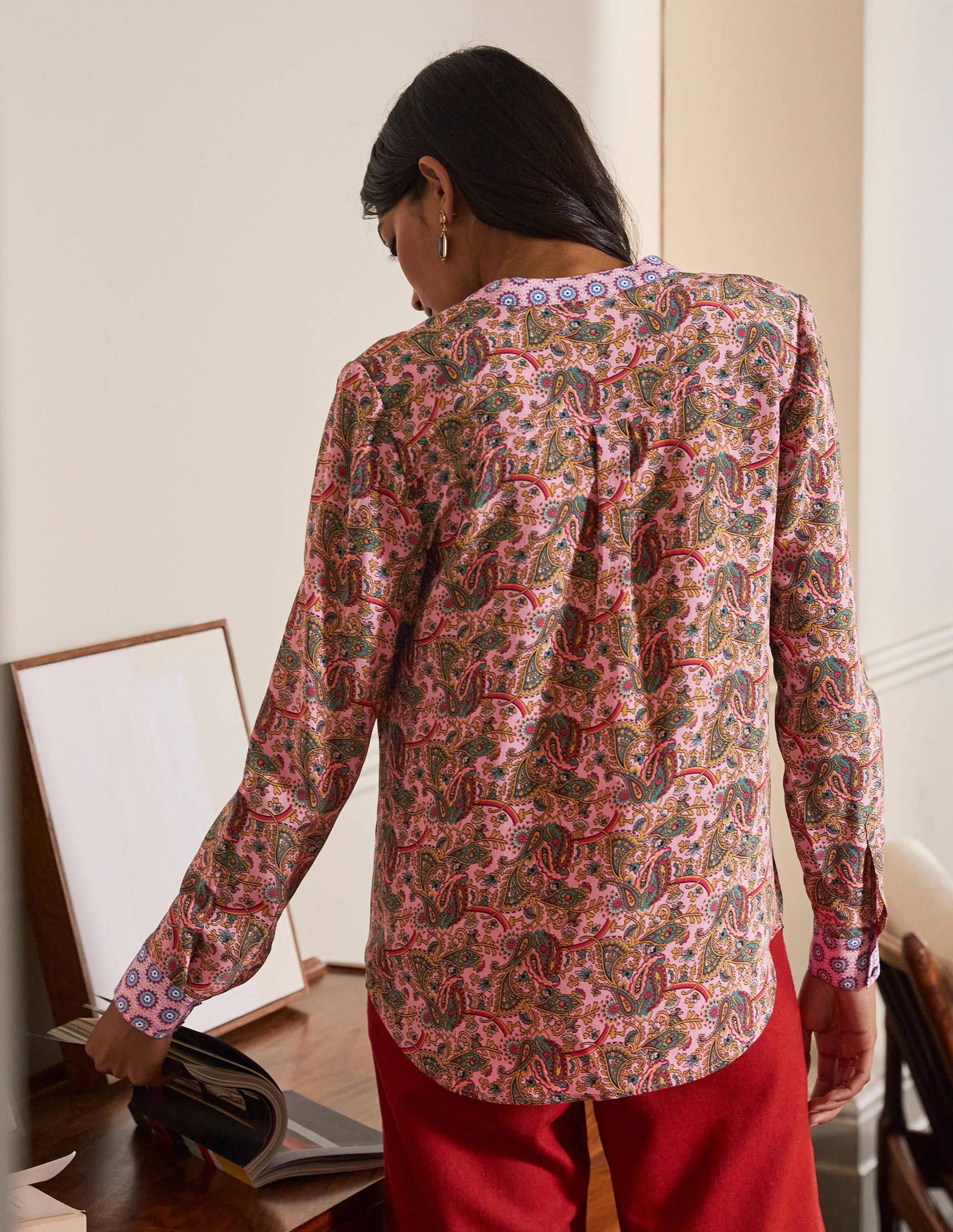  Silk Collarless Blouse-Formica Pink、mySite、ashleygrahame