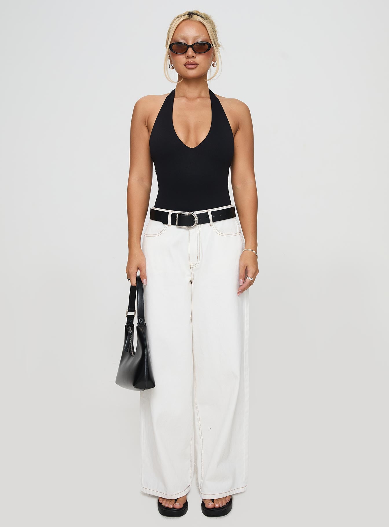 Someone New Halter Bodysuit Black Tall、mySite、solidvoid