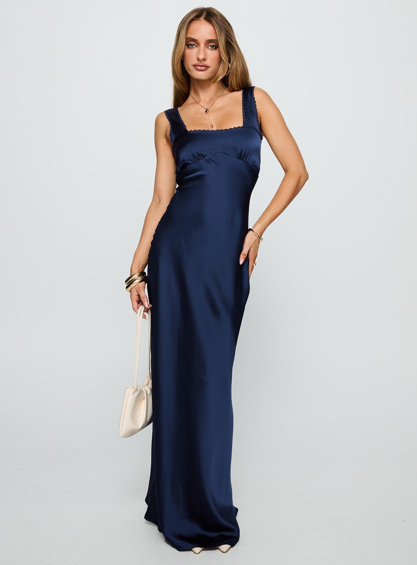 Dasha Satin Maxi Dress Navy、mySite、solidvoid
