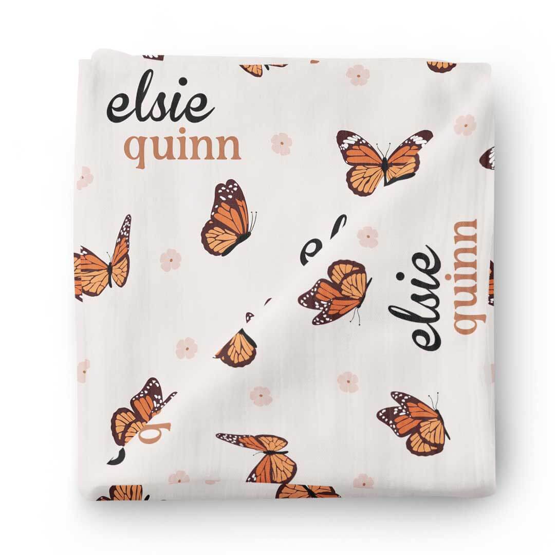  Butterfly Kisses Personalized Swaddle Blanket、mySite、layawaytickets
