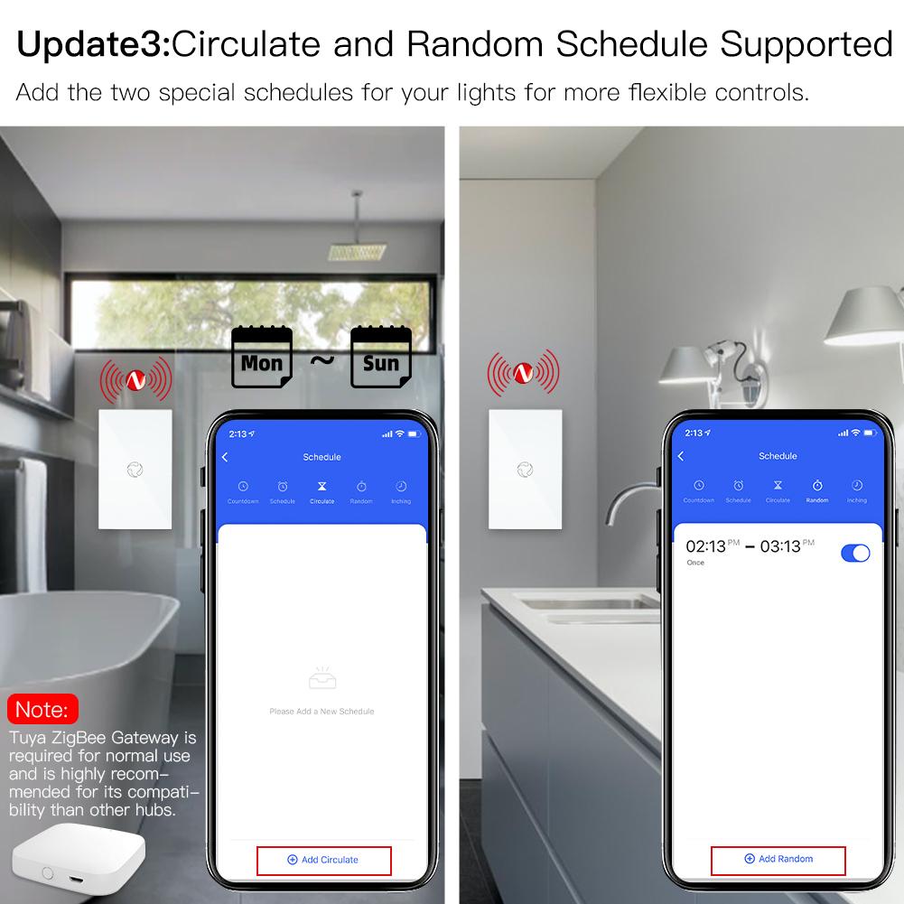 ZigBee Smart Boiler Touch Switch Water Heater Single Pole Neutral Wire Required US 20A/40A、mySite、fannypackpong
