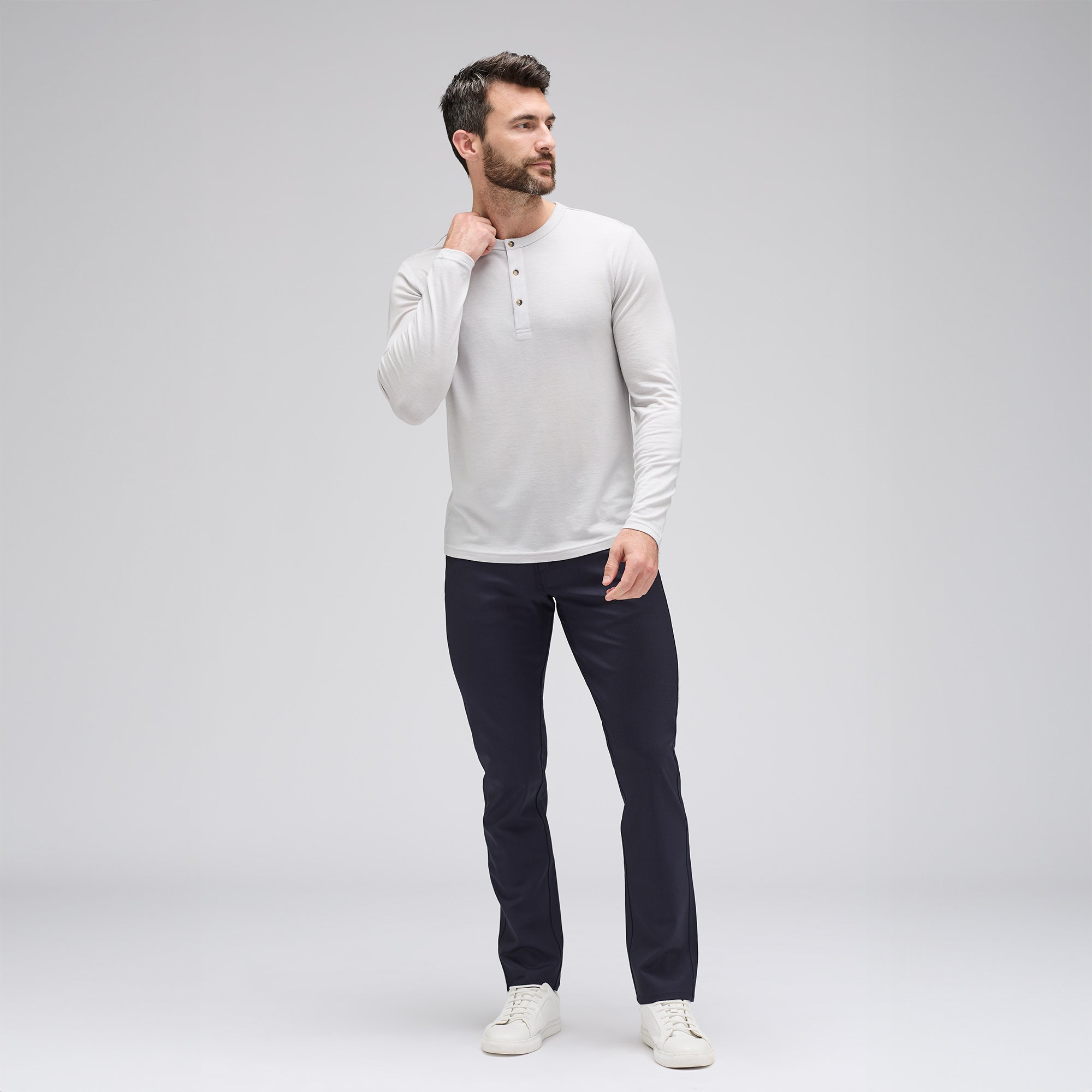 Men's Long Sleeve Merino Henley、mySite、noshort