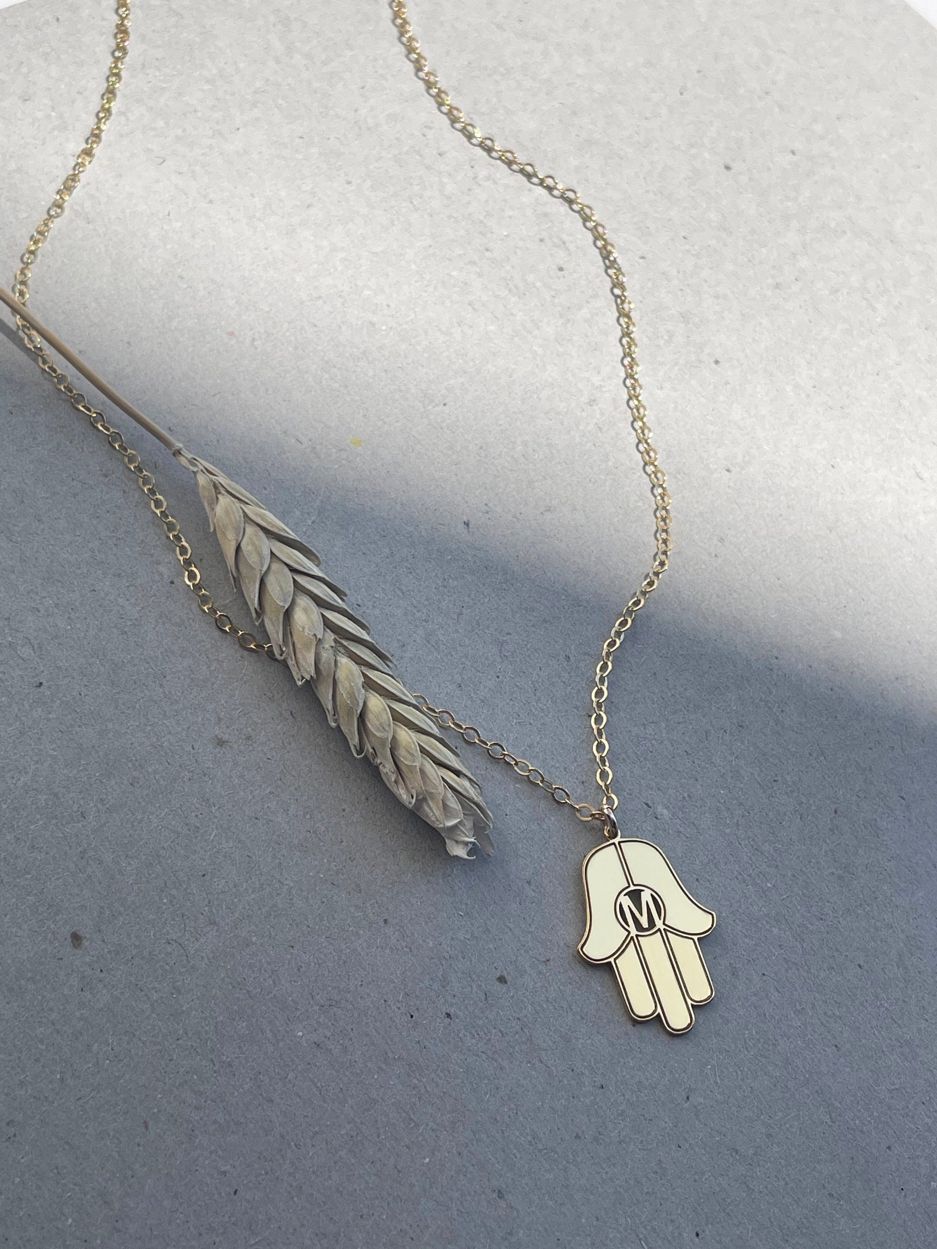 Stella Hamsa Initial Necklace - (Gold-Plated or Sterling Silver)、mySite、topwebapps